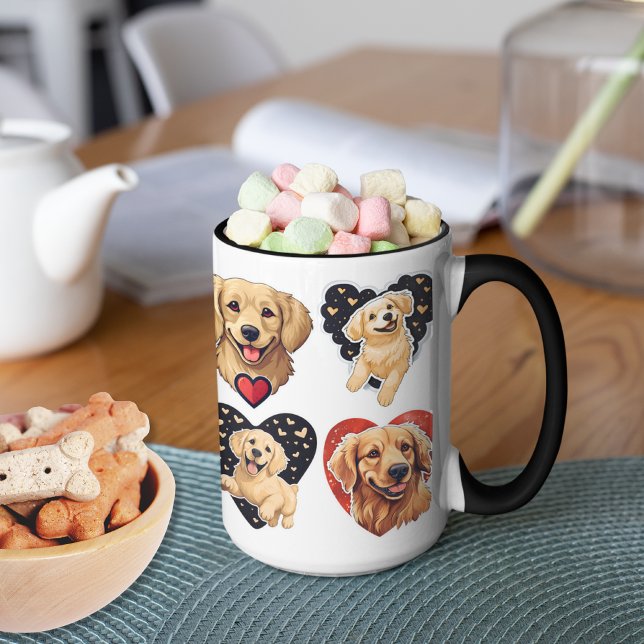 Caneca Cachorro do namorados Ouro (Cute Valentine Golden Retriever Dog Mug)