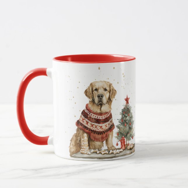 Caneca Cachorro do Retriever do Ouro de Natal (Esquerda)