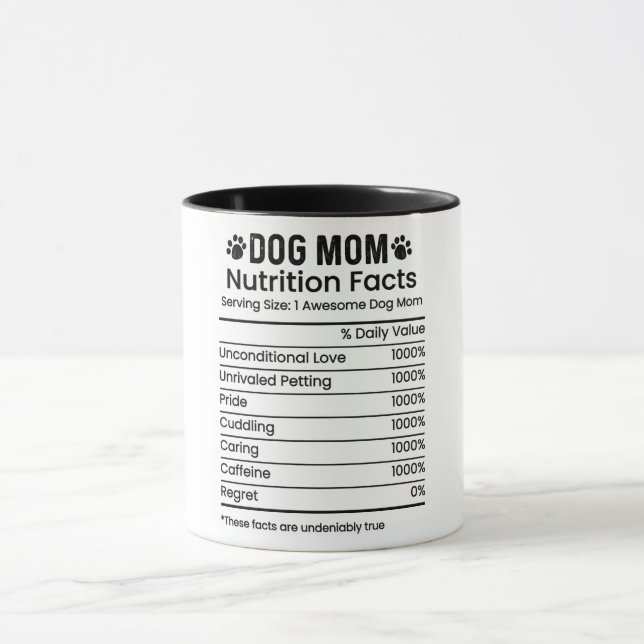Caneca Cachorro Engraçado Fatos de Nutrição da Mãe (Centro)