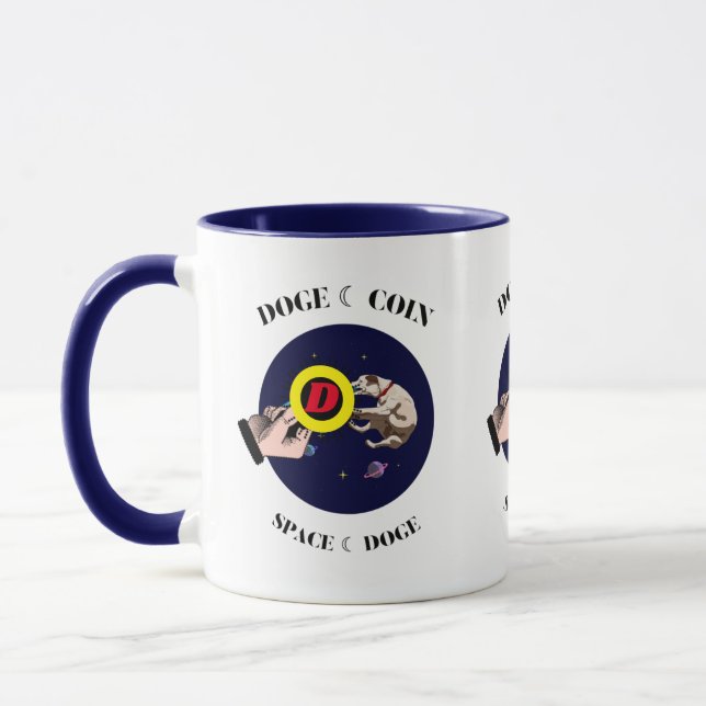 Caneca Cachorro Engraçado pega dogecoina no espaço (Esquerda)