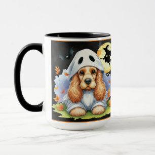 Caneca Cachorro Fantasma Fofinho Cocker Spaniel Halloween