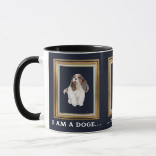 Caneca Cachorro feliz dogmoedas em um quadro de ouro