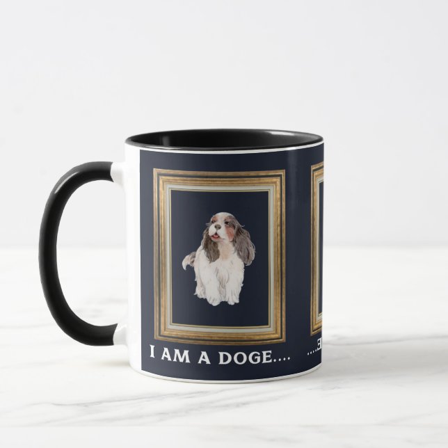 Caneca Cachorro feliz dogmoedas em um quadro de ouro (Esquerda)