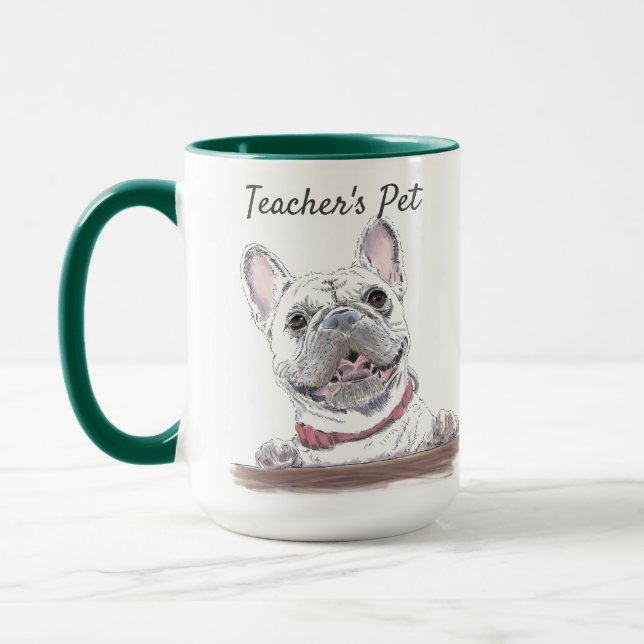 Caneca Cachorro Feliz Francês Desenho Personalizado (Esquerda)