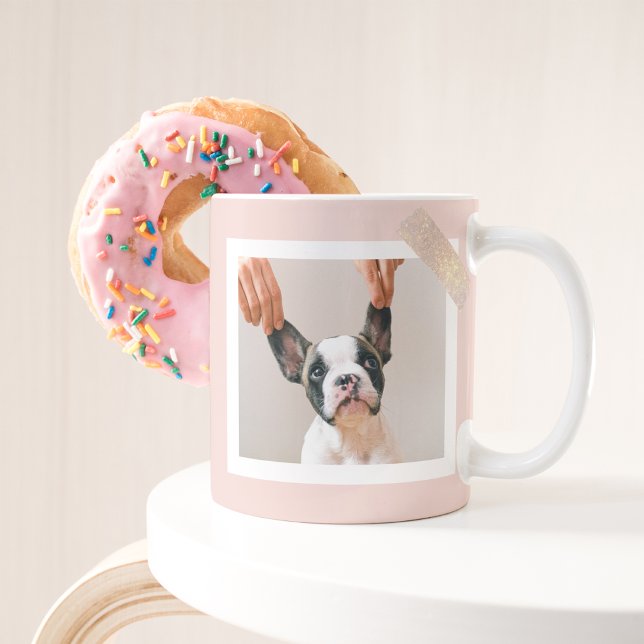 Caneca Cachorro Fotográfico Personalizado com Quadro Rosa (Criador carregado)