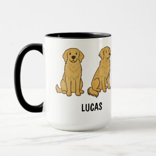 Caneca Cachorro Golden Retriever Fofo Desenhado à Mão
