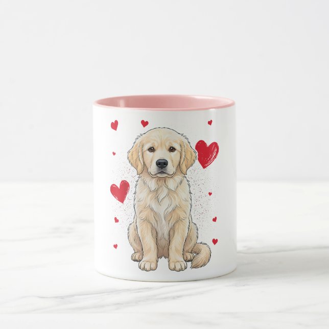 Caneca Cachorro Golden Retriever Inglês Fofo Creme (Centro)