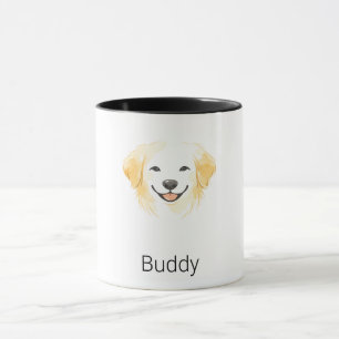 Caneca Cachorro Golden Retriever Minimalista Nome Persona