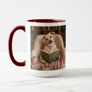 Caneca Cachorro Leitor Fofo Ilustração de Aquarela da Bib