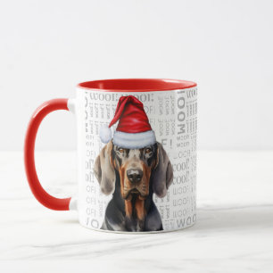 Caneca Cachorro Negro Tan Coonhound Feriado de Natal