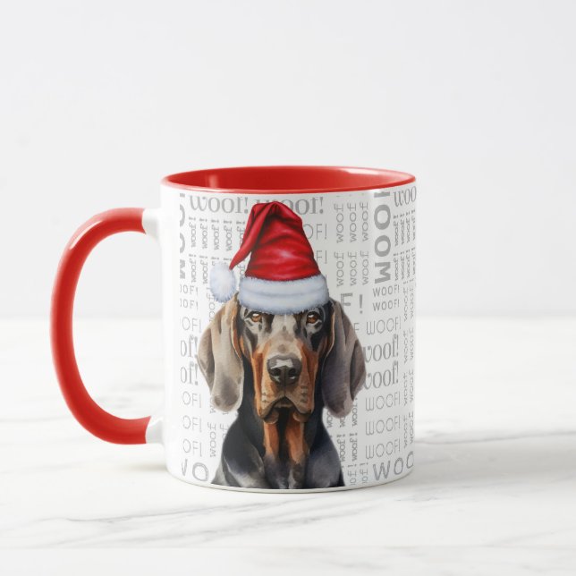 Caneca Cachorro Negro Tan Coonhound Feriado de Natal (Esquerda)