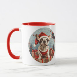 Caneca Cachorro Papai noel francês de Natal