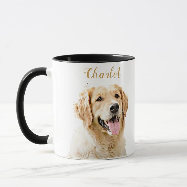 Caneca Cachorro Personalizado de Retriever de Ouro Desenh (Esquerda)