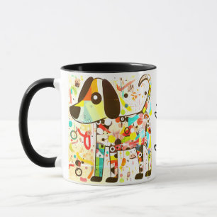Caneca Cachorro Pop Art Abstrato Arco-Íris - Geométrico C