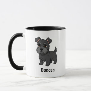 Caneca Cachorro Preto Fofo do Terceiro Escocês Nome Perso