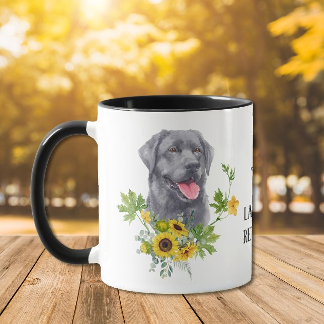 Caneca Cachorro-preto-labrador-girassol Eucalyptus negro- (Criador carregado)