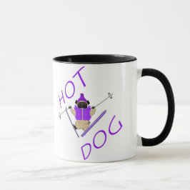 Caneca Cachorro quente Engraçado Pele Jaqueta roxa e Pele