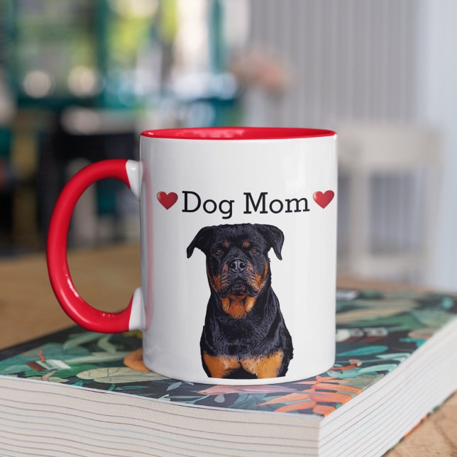Caneca Cachorro Rottweiler Corante Rottie Mãe Puppy (Dog mom Rottweiler coffee mug)