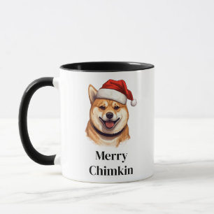Caneca Cachorro Shiba Inu Chapéu de Papai Noel Natal