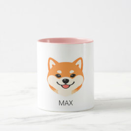 Caneca Cachorro Shiba Inu Fofo Sorridente Nome Personaliz