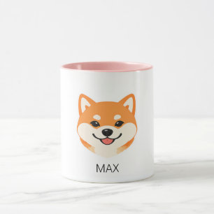 Caneca Cachorro Shiba Inu Fofo Sorridente Nome Personaliz
