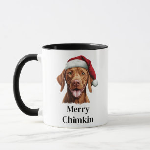 Caneca Cachorro Vizsla com Chapéu de Natal Santa Christma