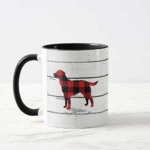 Caneca Cachorro xadrez Labrador Russo Shiplap