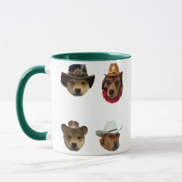 Caneca Cachorros Caubóis Conjunto de Meme Engraçado para