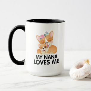 Caneca Cachorros de Corgi Bonitos - Minha Nana Me Ama