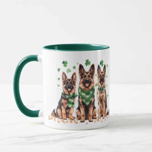 Caneca Cachorros de German shepherd do Dia de Patrick (Esquerda)