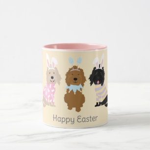 Caneca Cachorros de Goldendoodle felz pascoa