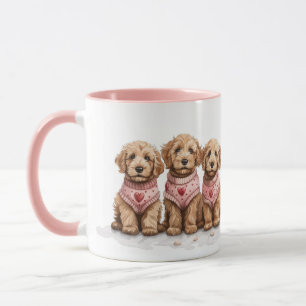 Caneca Cachorros de Goldendoodle namorados