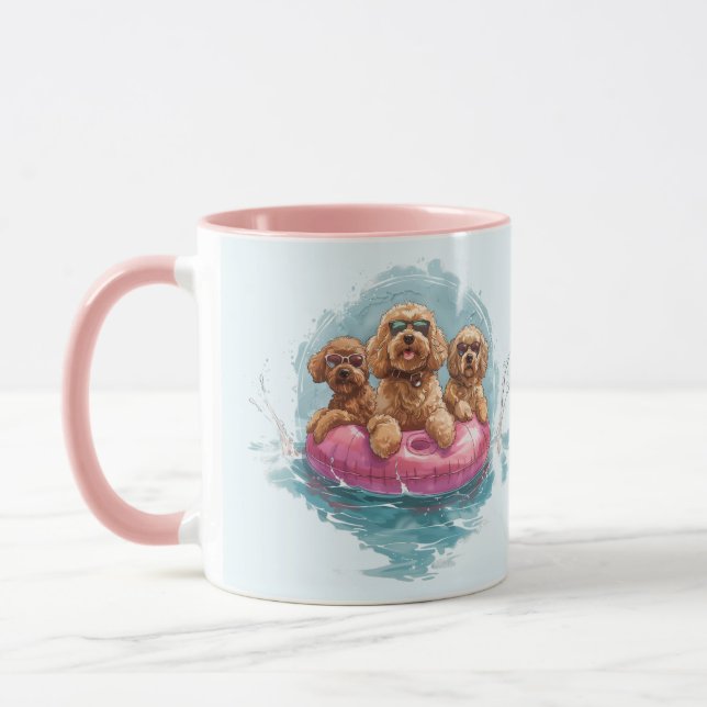 Caneca Cachorros de Goldendoodle Piscina de Abacaxi de Ve (Esquerda)