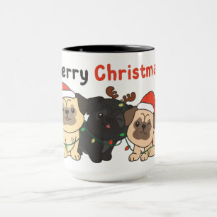 Caneca Cachorros de Natal Cachorros Bonitos Feliz Natal M