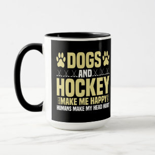 Caneca Cachorros e Hockey Me Fazem Feliz