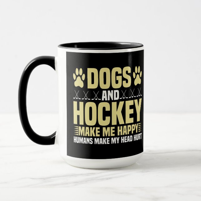 Caneca Cachorros e Hockey Me Fazem Feliz (Esquerda)