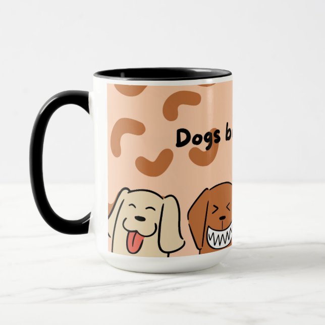 Caneca Cachorros engraçados antes de caras, cafés amantes (Esquerda)