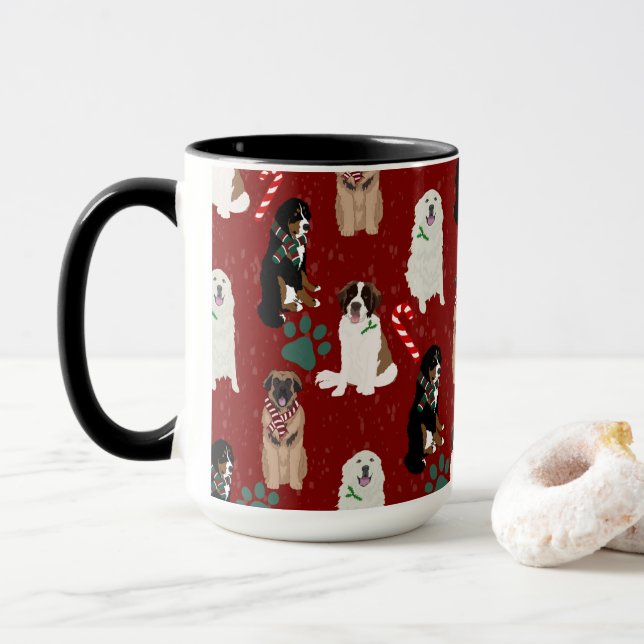 Caneca Cachorros Grandes de Natal Feriados (Com Donut)