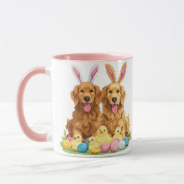 Caneca Cachorros páscoas De Retriever Cães Coelhinhos