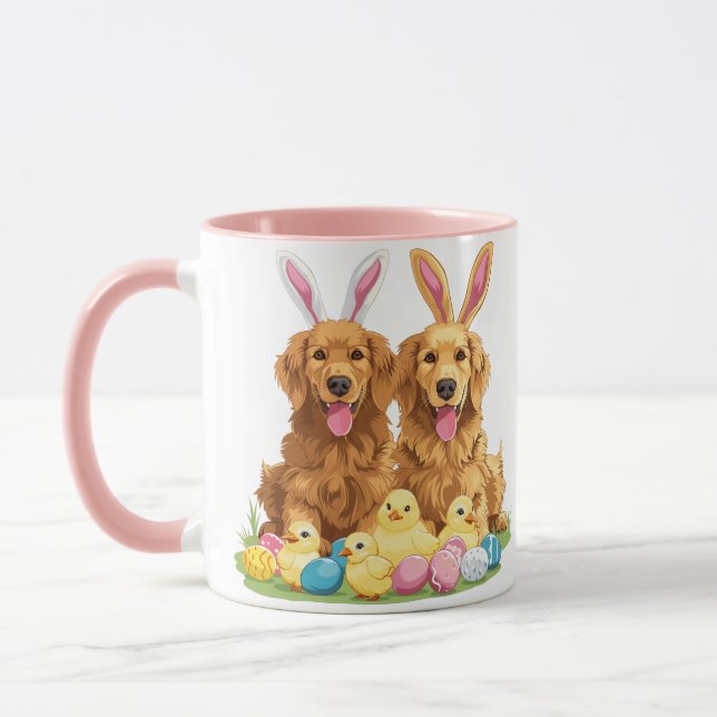 Caneca Cachorros páscoas De Retriever Cães Coelhinhos (Esquerda)
