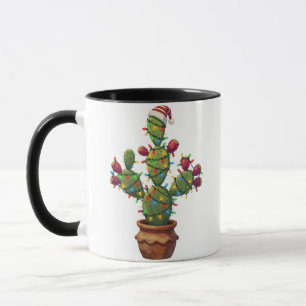 Caneca Cacto de Pera Espinhosa com Natal Colorido e Vibra