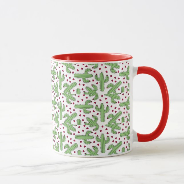 Caneca Cacto ilustrado & teste padrão de flores (Direita)