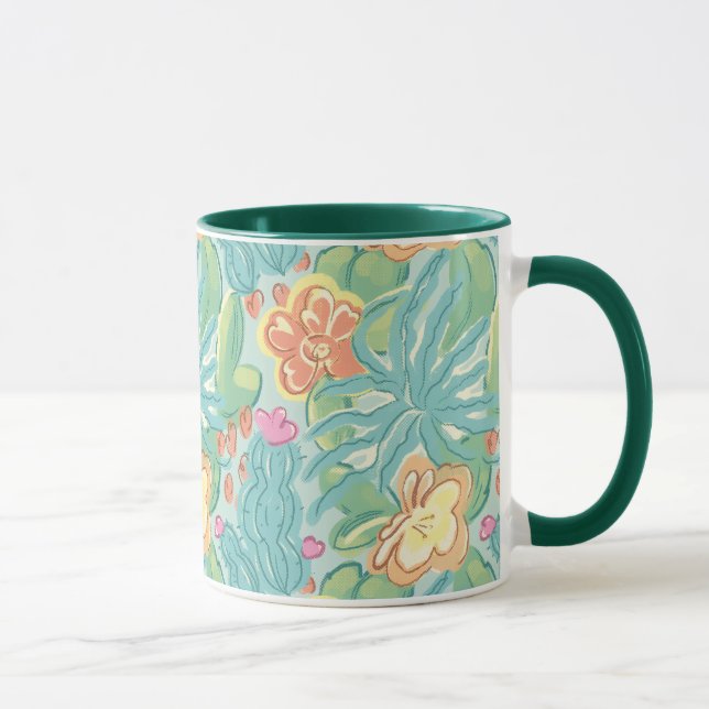 Caneca Cactos e planta Botânico Desértico Verde Laranja R (Direita)