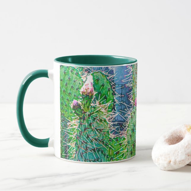 Caneca Cactus Flower Mug (Com Donut)