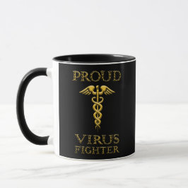 Caneca Caduceus Proud Virus Fighting Yellow Em Preto