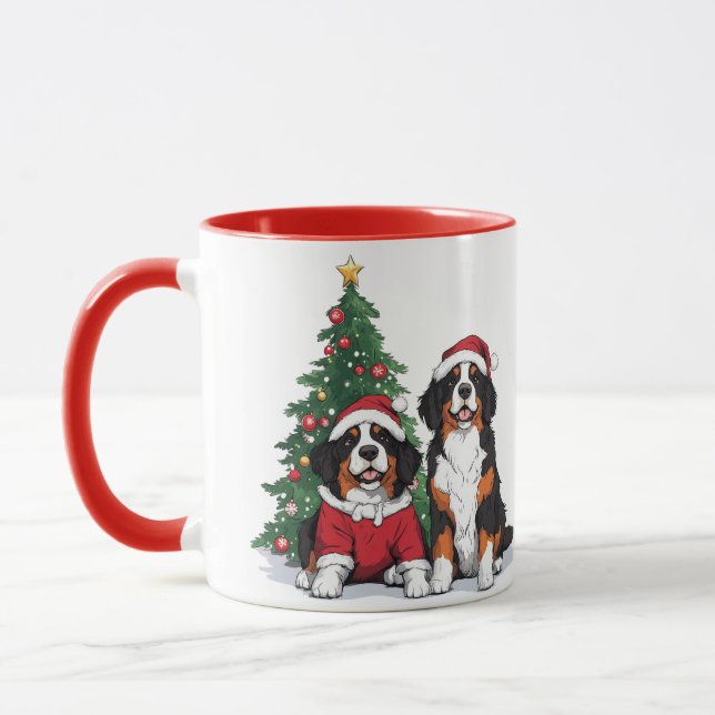 Caneca Cães Berneses de Natal (Esquerda)