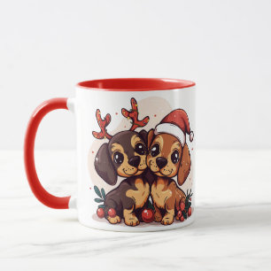 Caneca Cães Dachshund de Natal