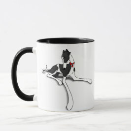 Caneca Cães de cão de galinha preto e branco