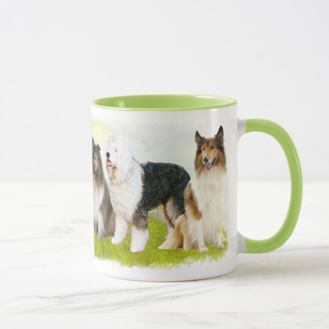 Caneca Cães de chapéu - collie, pastor inglês de cauda (Direita)