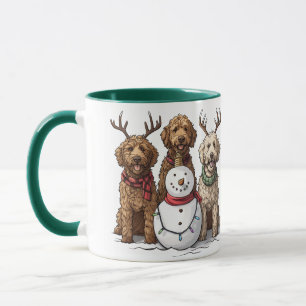 Caneca Cães de Goldendoodle de Natal